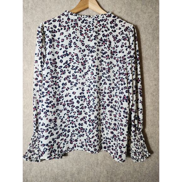 ZAC & RACHEL Pink Gray Animal Print Bell Sleeve Boho Hippie Top SZ L - Picture 2 of 13